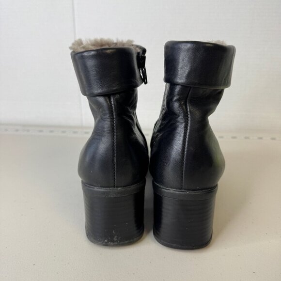 Rieker Greta Black Fleece Lined Leather Block Heeled Ankle Boots Size 42 - Picture 5 of 16